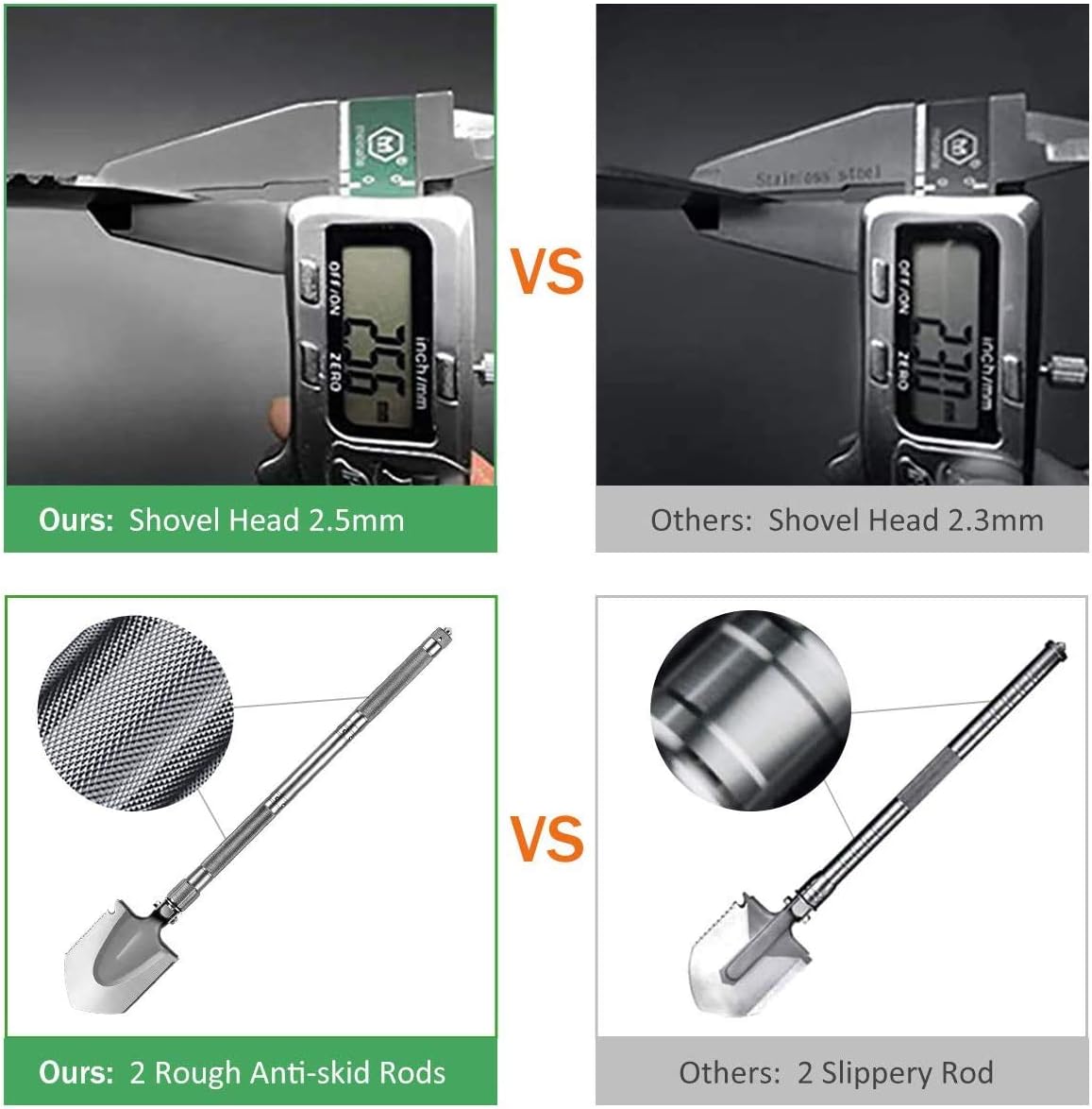 Survival Shovel Multitool, MOSFiATA Camping Folding Shovels, 16 in 1 Military Shovel with 17.7-29.9inch Lengthened Handle and Adjustable Non-Slip Aluminum Tube for Camping Car Hiking Garden etc.