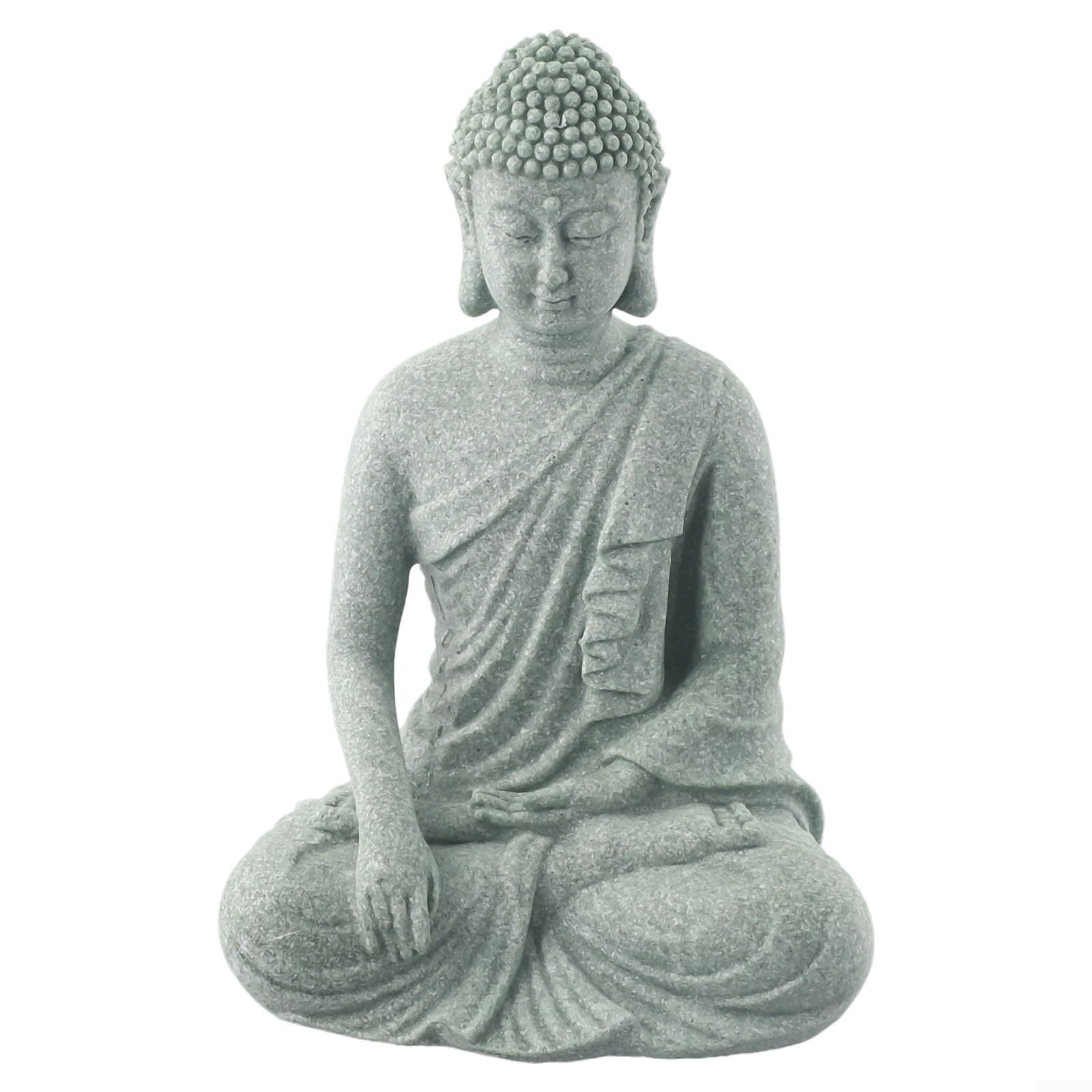 Sitting Buddha Statue Garden Ornament Resin Stone for zen Effect for Outdoor Indoor Lawn Decor Aquarium Fish Tank Stable Weight 230g No Coating Colorless Odorless Safe for Plants Animals Clean Long