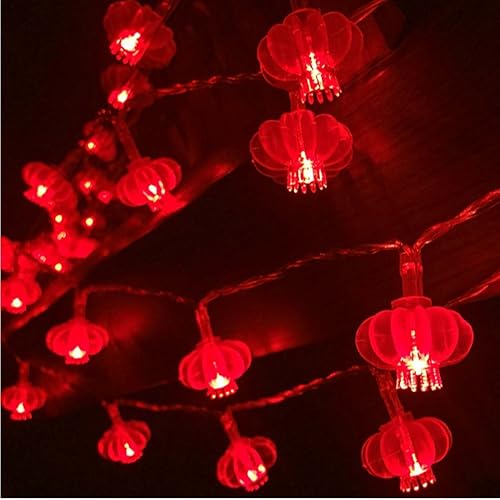 Miniatura 7 de Amants01 - Tira de luces LED de 13 pies y 40 luces LED rojas a pilas para bodas, Año Nuevo chino, festival de primavera, decoración de fiesta,