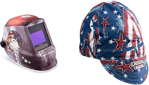 Jackson Safety Paquete de casco de soldadura de oscurecimiento automático premium (47103) con tapa de soldadura eléctrica Lincoln
