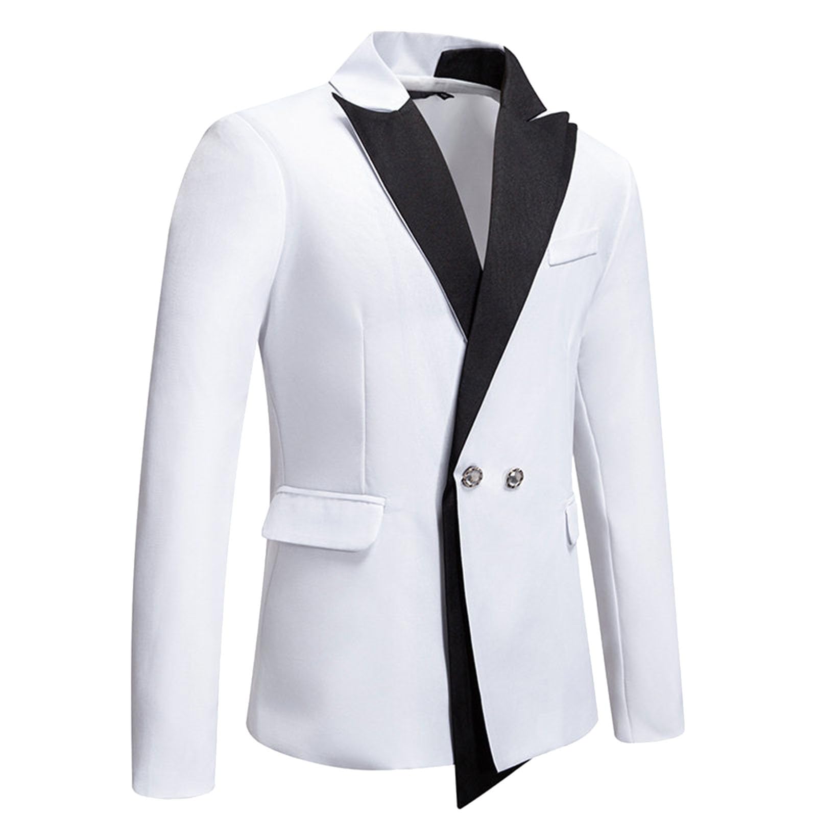 Generisch Traje de invierno para hombre, chaqueta moderna, chaqueta ligera, chaqueta de negocios, chaqueta de corte regular, chaqueta con botón, color blanco, chaqueta de esmoquin deportiva, para