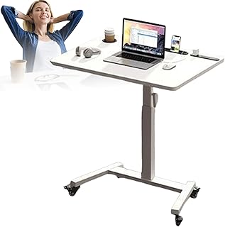 Scrivania mobile in piedi, regolabile in altezza 75-112 cm, interfaccia USB, joystick manuale, ruote rotanti per casa e ufficio