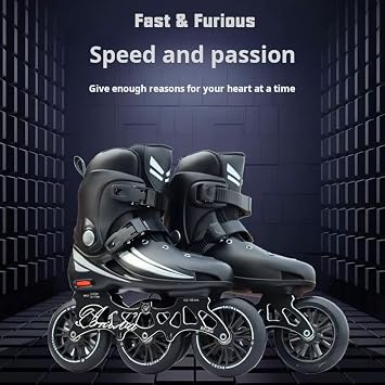 Inline Skates for High Performance, 110mm 3-Wheel Roller Skates for Unisex, Professional Skating Boots for Adults and Teens