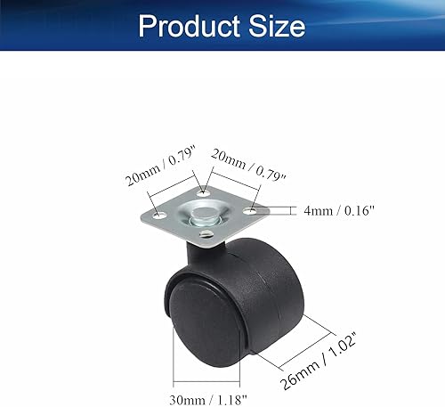 Miniatura 2 de Yinpecly 10 ruedas giratorias de nailon de 360 grados superior montado rueda rueda rueda rueda para silla de oficina estante de productos básicos,