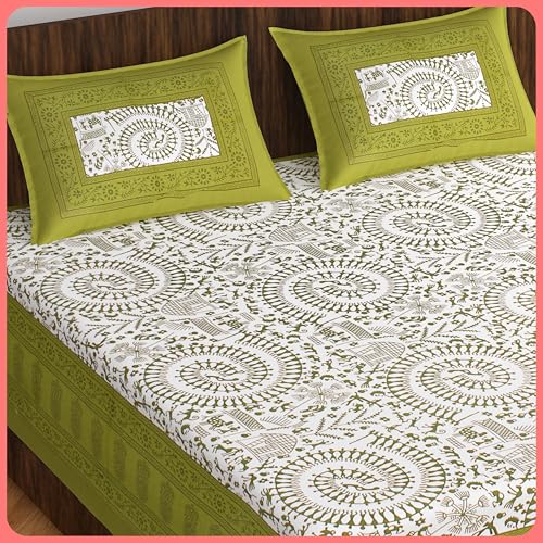 Generic Jaipuri Cotton Double Bedsheet with 2 Pillow Covers - Multi81 - Image 2