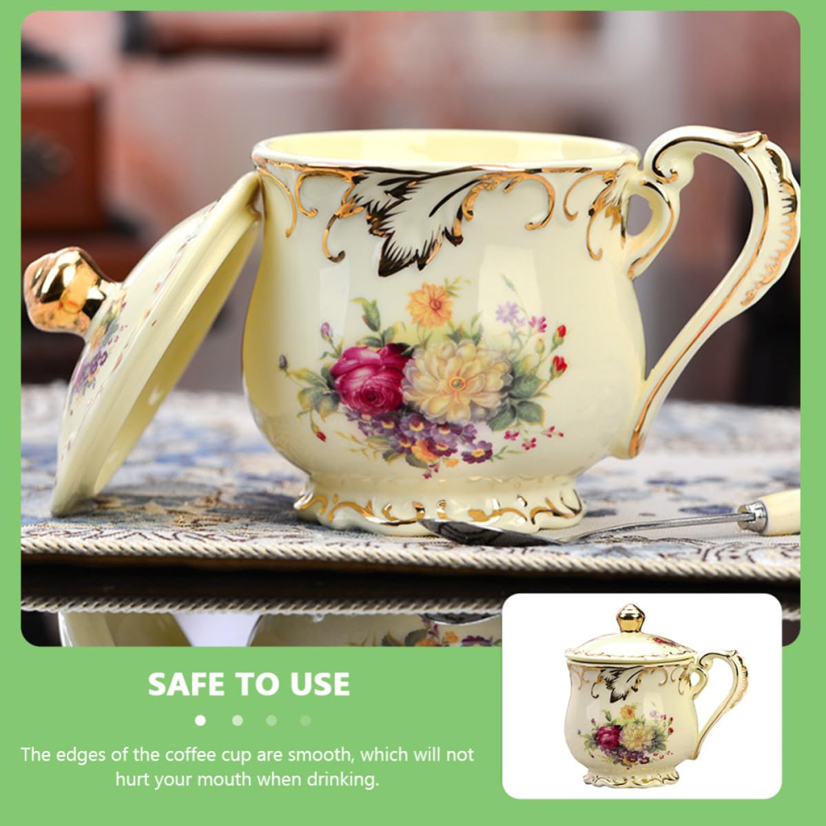Taza de Cerámica Estilo Europeo con Tapa y Borde Liso, Taza Robusta para Café y Té en Oficinas y Cafeterías, Adecuado Tarde Varios estilos