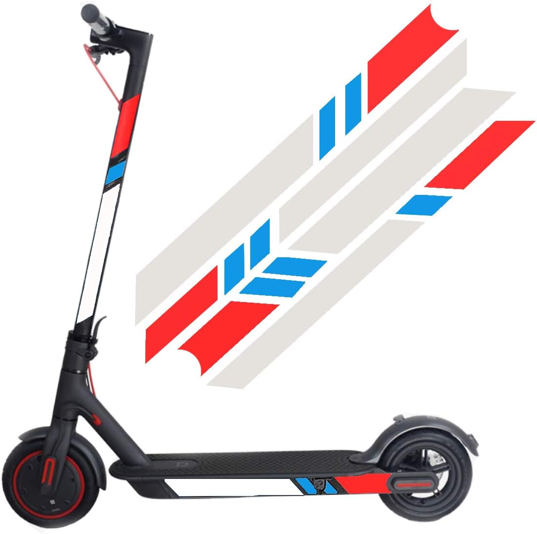Reflective Stickers for Electric Scooter XIAOMI M365 Ninebot ES1 ES2 ES3 ES4, Waterproof Night Reflective Film Sticker Decal Pedal Scooter Accessories (Red-Blue-Silver)