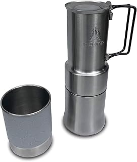 nCamp Portable Camping Coffee Maker, Compact Espresso Style, Stainless Steel Stovetop Cafe Gear for Camping Backpacking Hi...