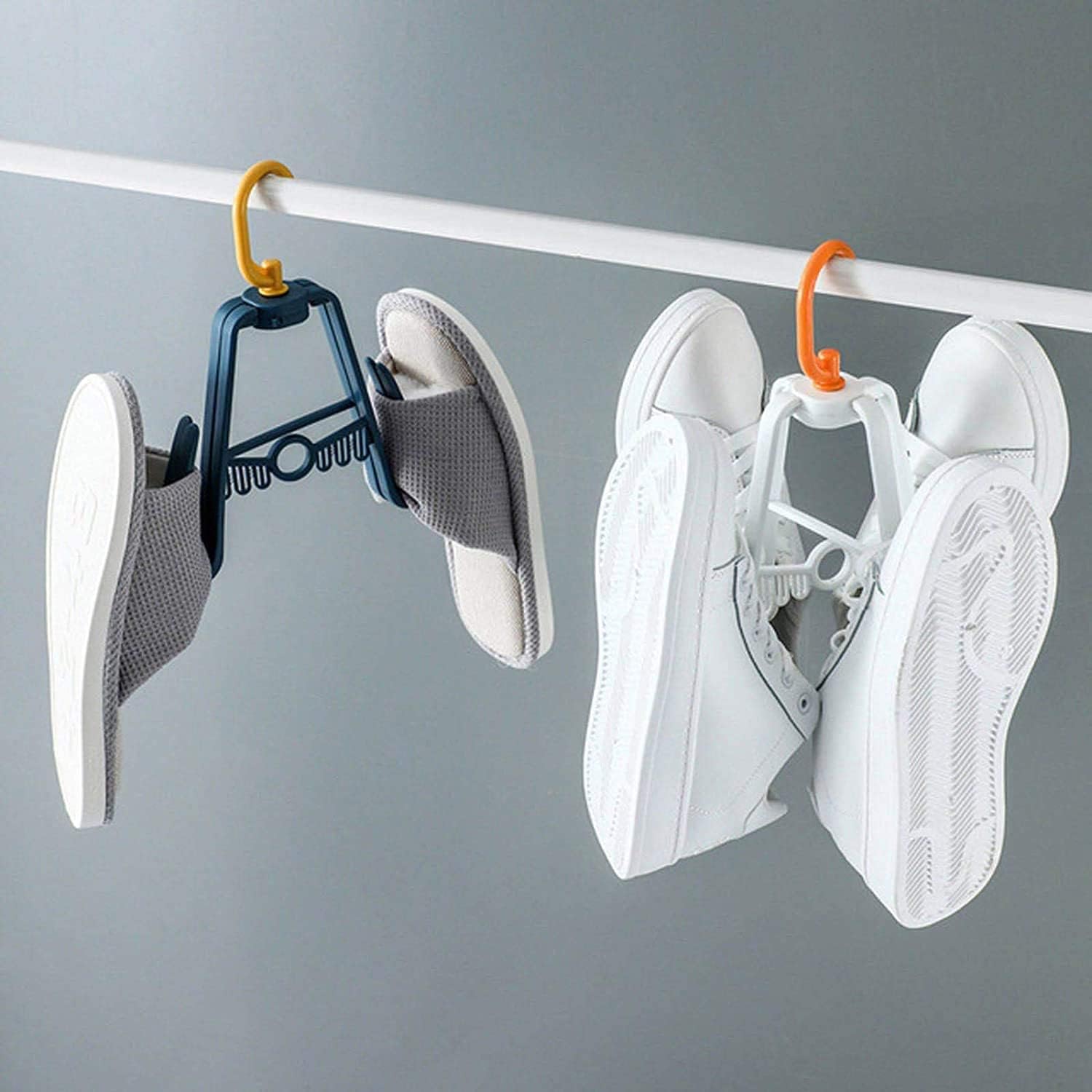 Swaroop mart Hanging Storage Bag Shoe Rack Coat Hanger Sneaker Hanger Sneaker Storage Hanging Shoes Dryer Slipper Rack Drying Rack Shoe Hook 3