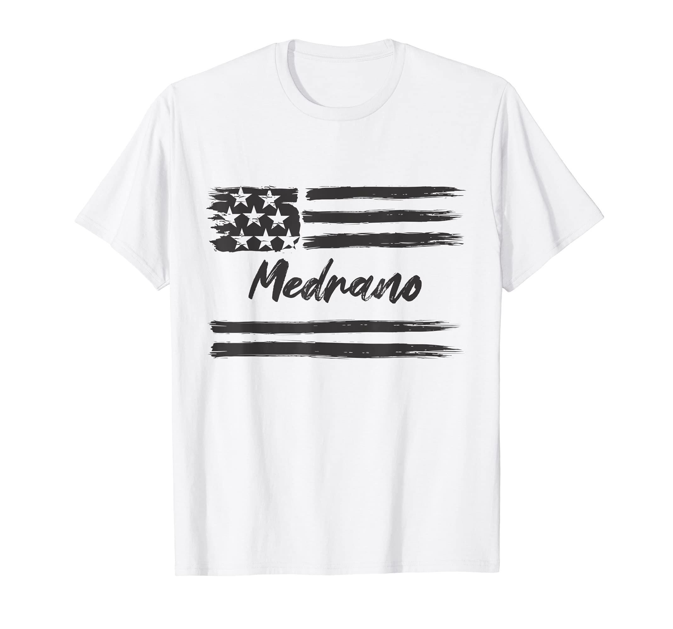 Medrano - Personalized Name, Stars and Stripes, USA Flag T-Shirt, White