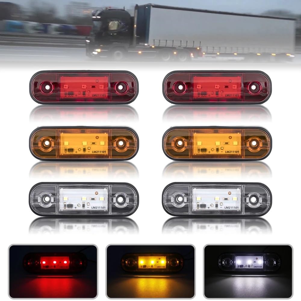 10 sztuk/30 sztuk 12V 24V 3 zewnętrzne boczne obrysowe samochodu światło ostrzegawcze owalne prześwit lampka kontrolna sygnału ciężarówka z przyczepą(10pcs Red)