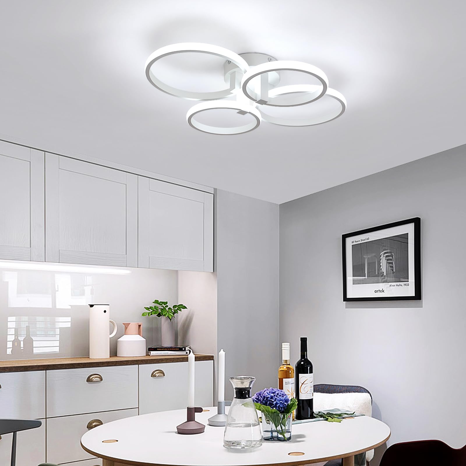 Plafonnier LED Moderne 56W, Lampe de Plafond Rond