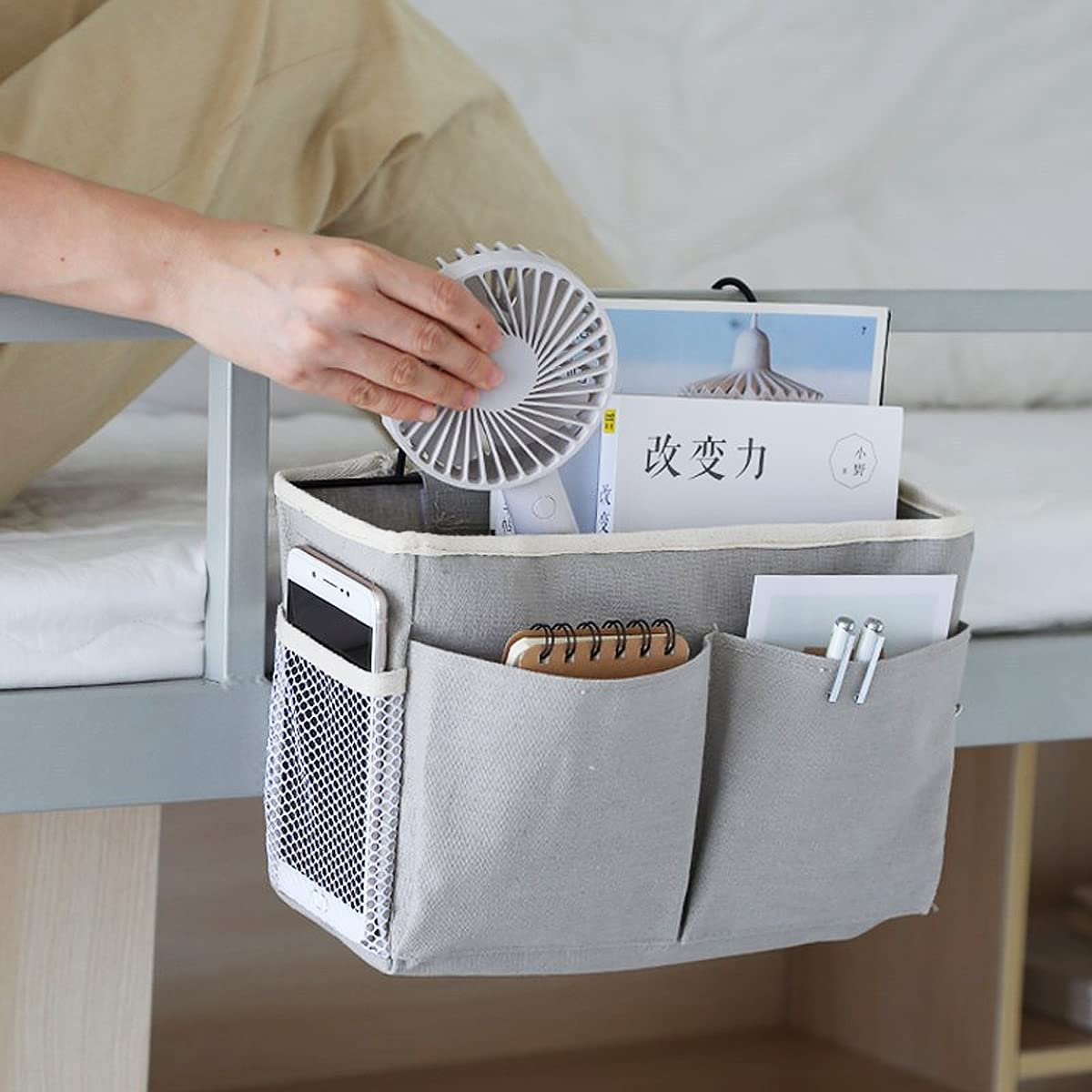 Kiswleon Panier Suspendu Chevet – Organisateur De Lit Avec Clips Amovibles, Poche Rangement Multifonction Pour Chambre Et Dortoir