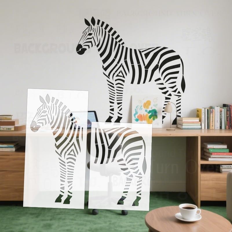 Pochoirs de 60 cm motif zèbre pour masquer les défauts des murs et meubles