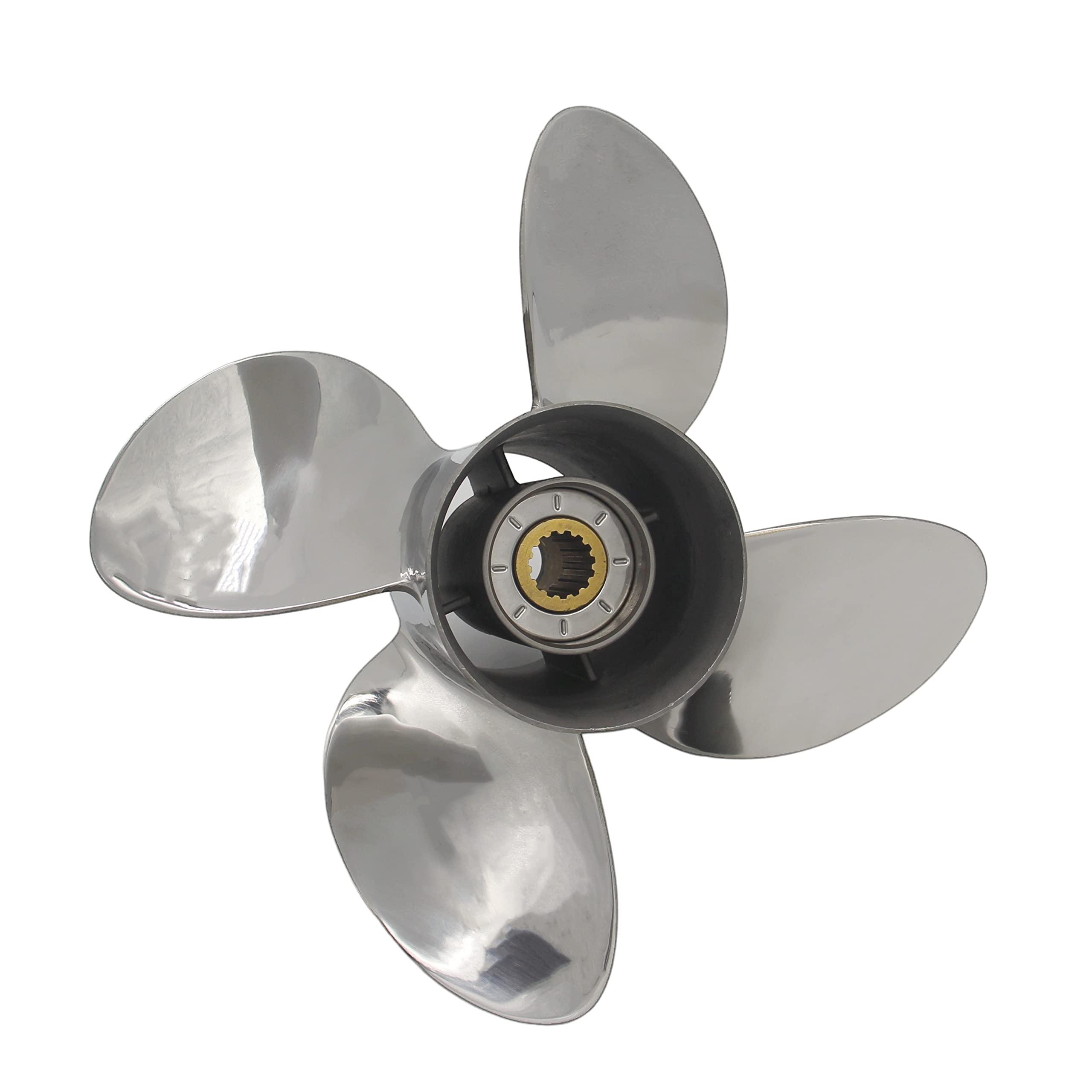 Barca Elica 13x19 per Fuoribordo Suzuki 60-300HP 4 Pale Acciaio Inox 15 Denti