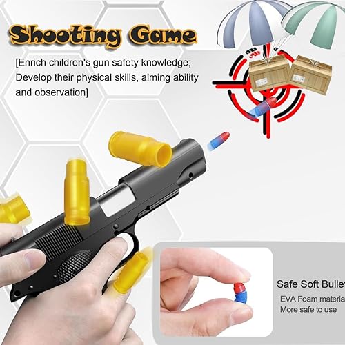 Miniatura 5 de Pistola de juguete con balas de espuma suave, juegos de disparos con expulsión de conchas, pistola de juguete con 100 pistolas de espuma de juguete