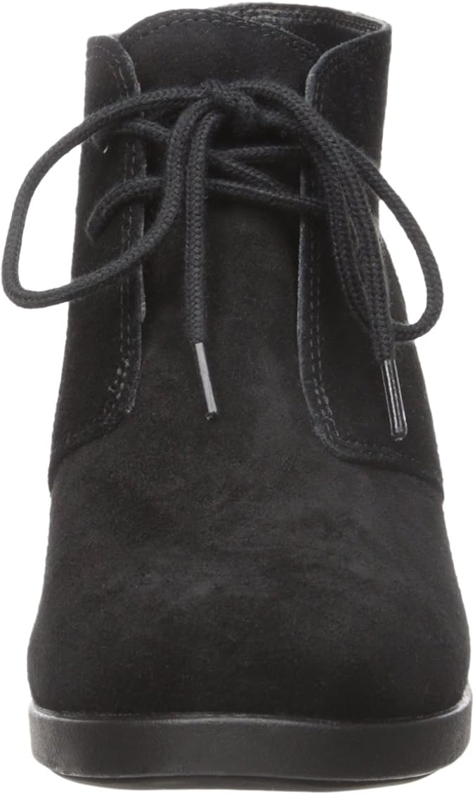 crocs Women's Leigh Suede Wedge Shootie Boot, Black, 7.5 M US
