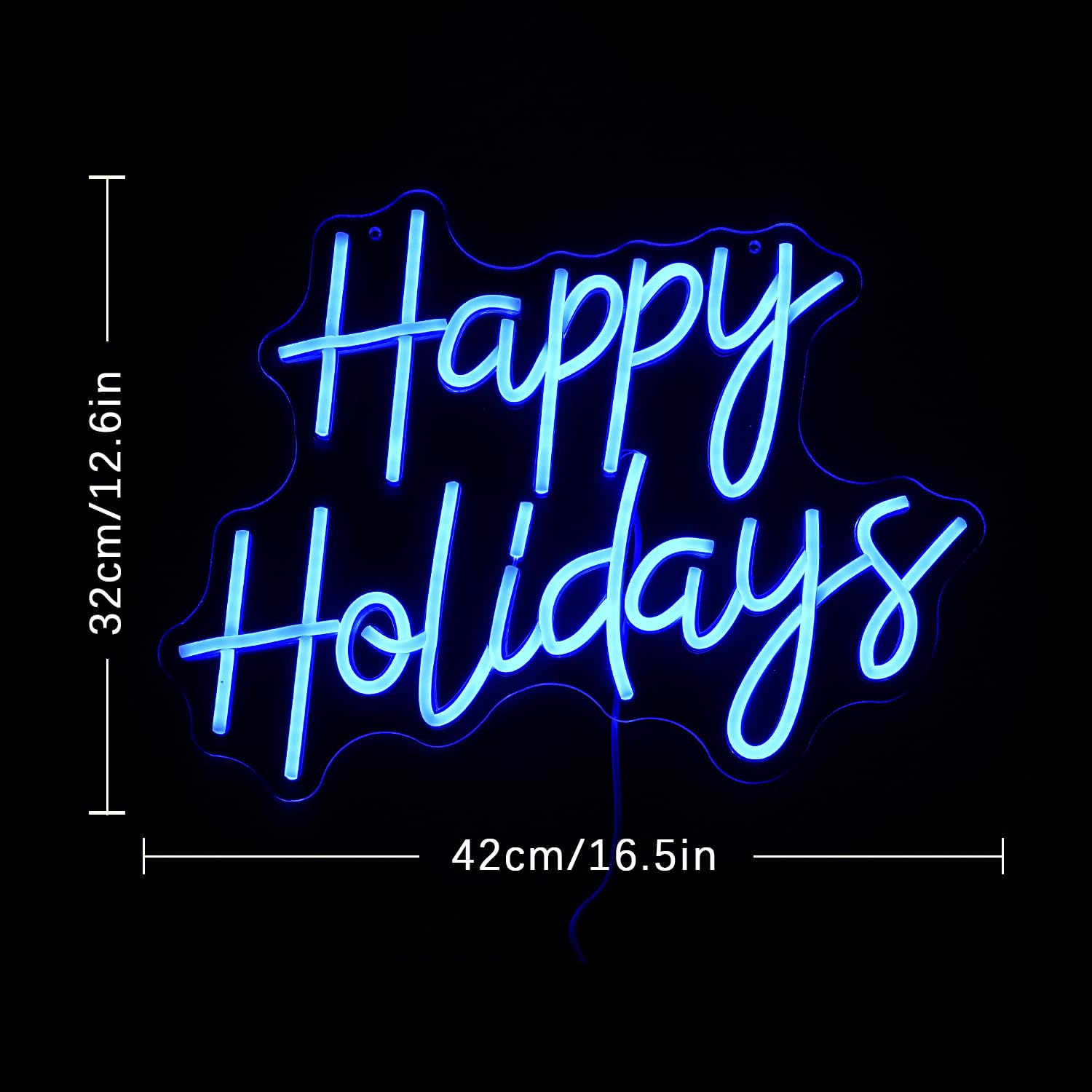 Letrero de neón para Año Nuevo, Feliz Navidad, decoración de pared, luces de neón regulables, letrero LED azul, árbol de Navidad, fiesta de Año Nuevo, hogar, bar, sala de estar, oficina (16.5