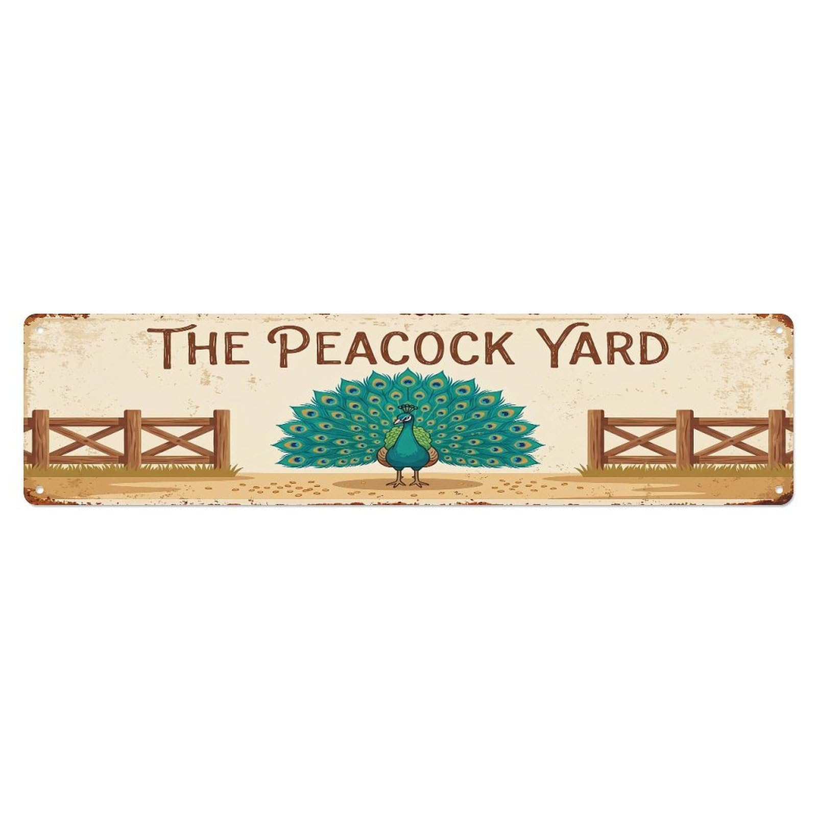 Vintage Peacock Farm Scene The Peacock Yard Metal Tin Sign