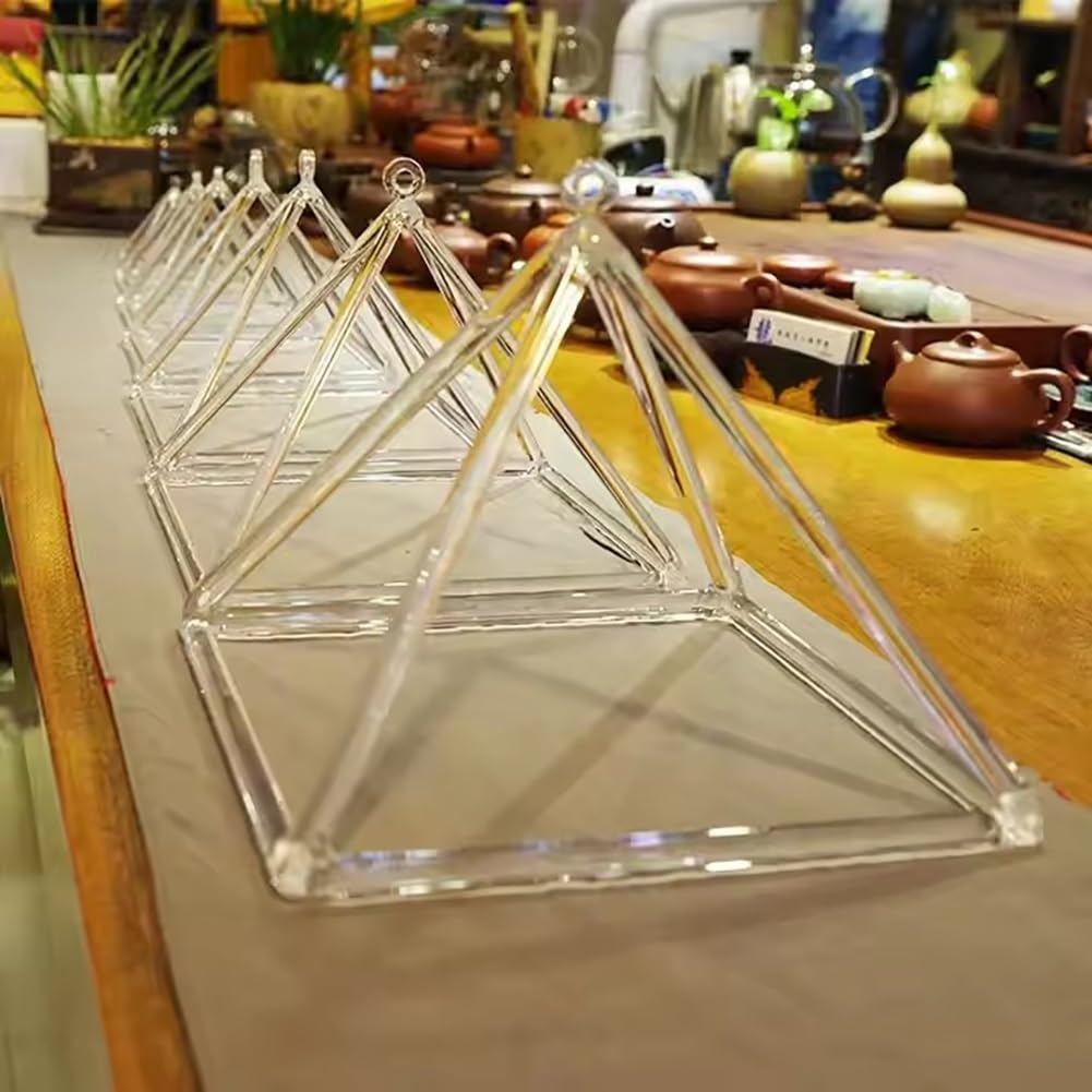 Piramide Sonora di Cristallo con Custodia, Battente in Cristallo e Tracolla, per Meditazione e Bagno sonoro.,6inch
