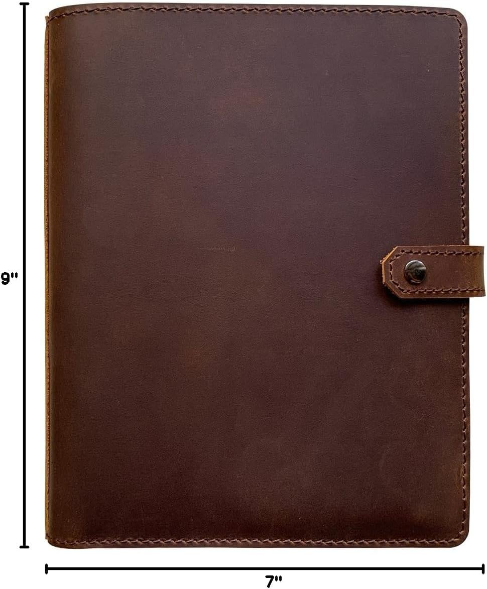 newestor Nachfüllbares Lederjournal mit liniertem Papier, A5 Lederbinder mit 100 Blatt linierten Seiten, dunkelbraun