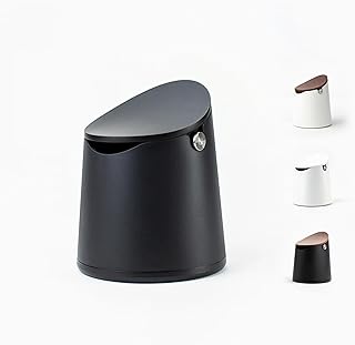 Crema Coffee Products Arc Knock Box | Holds 12–16 Espresso Pucks | Durable Stain Resistant Build with Non Slip Base | Walnut Plastic Lid | Easy Clean Up Moisture Control | Black Finish