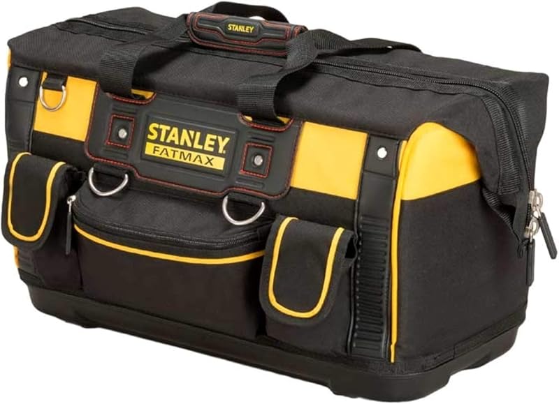 STANLEY FATMAX Bolsa de Herramientas Rígida de Boca Abierta con Compartimento de Almacenamiento, Organizador de Almacenamiento Multibolsillos, 20 Pulgadas, FMST1-71180, Negro