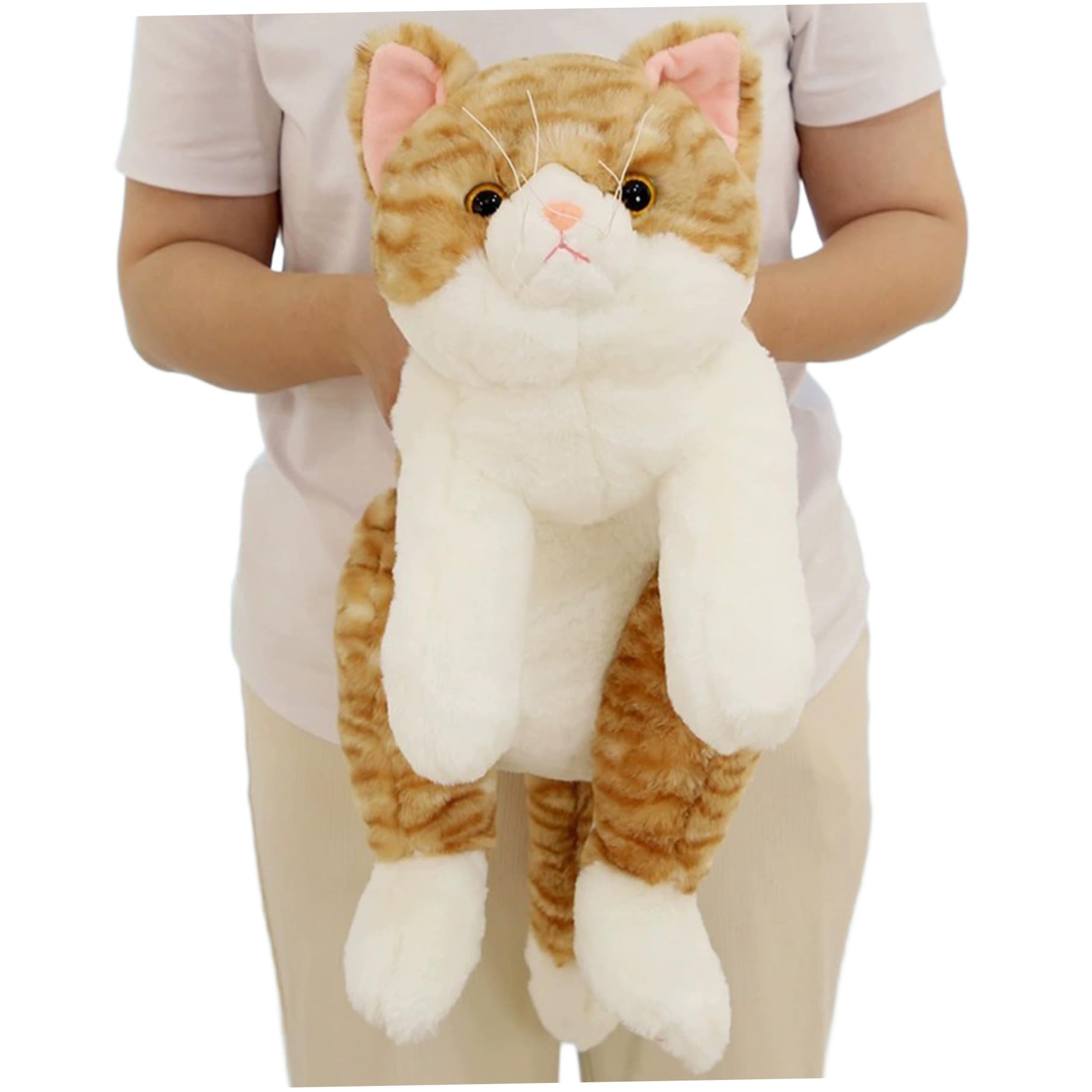 Jorzer Realistic Cat 20 Inch Lying Posture Cotton Stuffed Cat Plush Soft & Skin Friendly Cuddly Kitten for Home Office Hotel Party Game Toys.