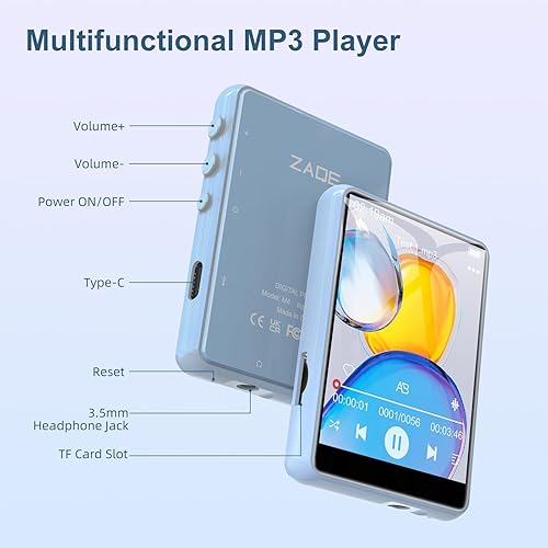 Miniatura 7 de Reproductor de MP3 de 64 GB con Bluetooth 5.3, pantalla táctil completa de 2.4 pulgadas, reproductor de música portátil, reproductor de audio