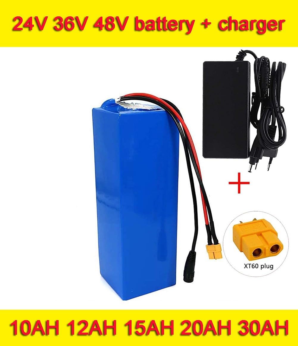 Akumulator litowy 24V 36V 48V 10AH 12AH 15AH 20AH 30AH, wodoodporny akumulator z ładowalną płytką ochronną BMS do silnika 100W 200W 300W 400W 500W 800W 1000W 36V 30AH, XT60