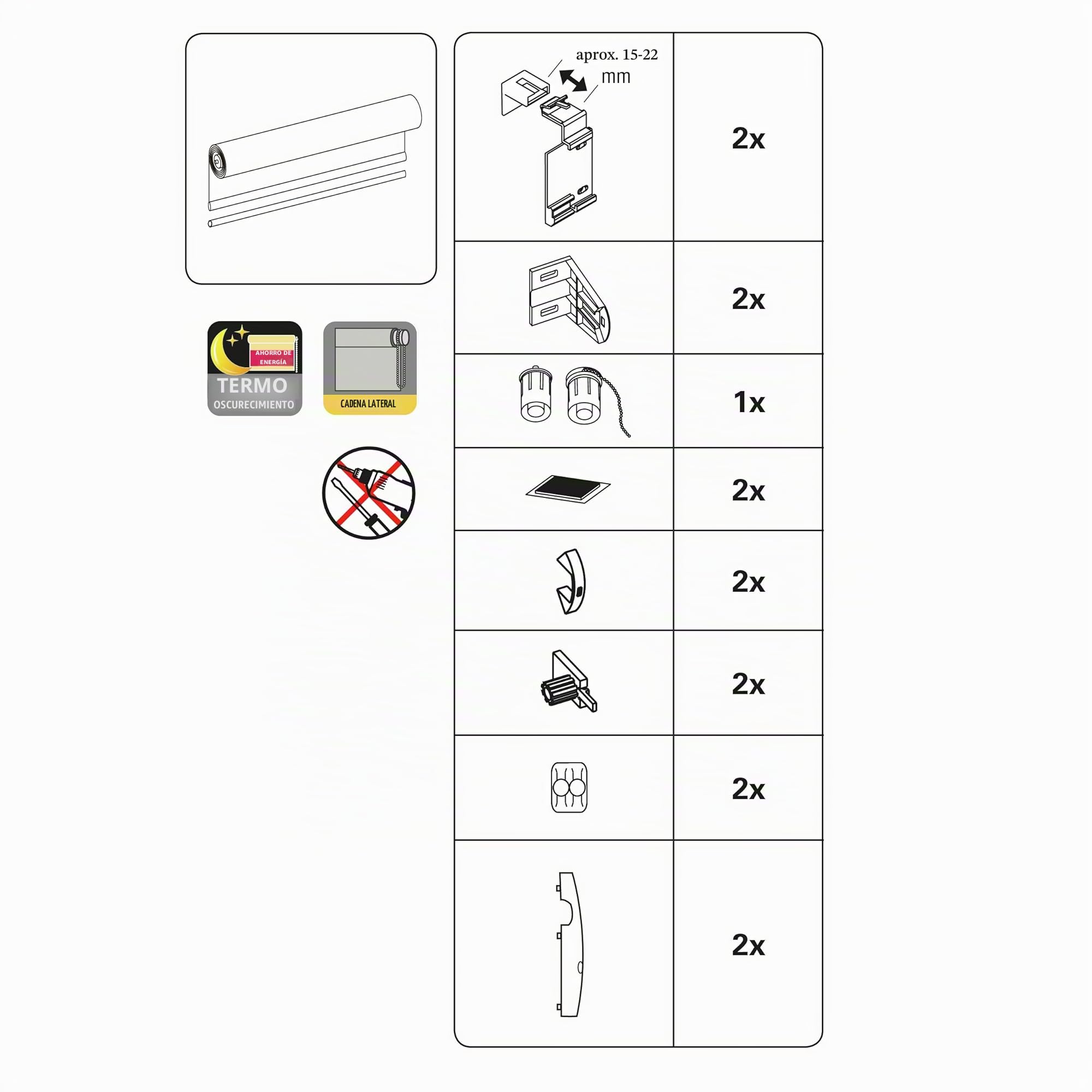 GARDINIA Estor enrollable con respaldo térmico para sujetar o pegar, Máxima reflexión de la luz, Ahorro de energía, Opaco, Todas las piezas de montaje incluidas, EASYFIX Persiana enrollable térmica, Pizarra, 90 x 210 cm (An x Al)
