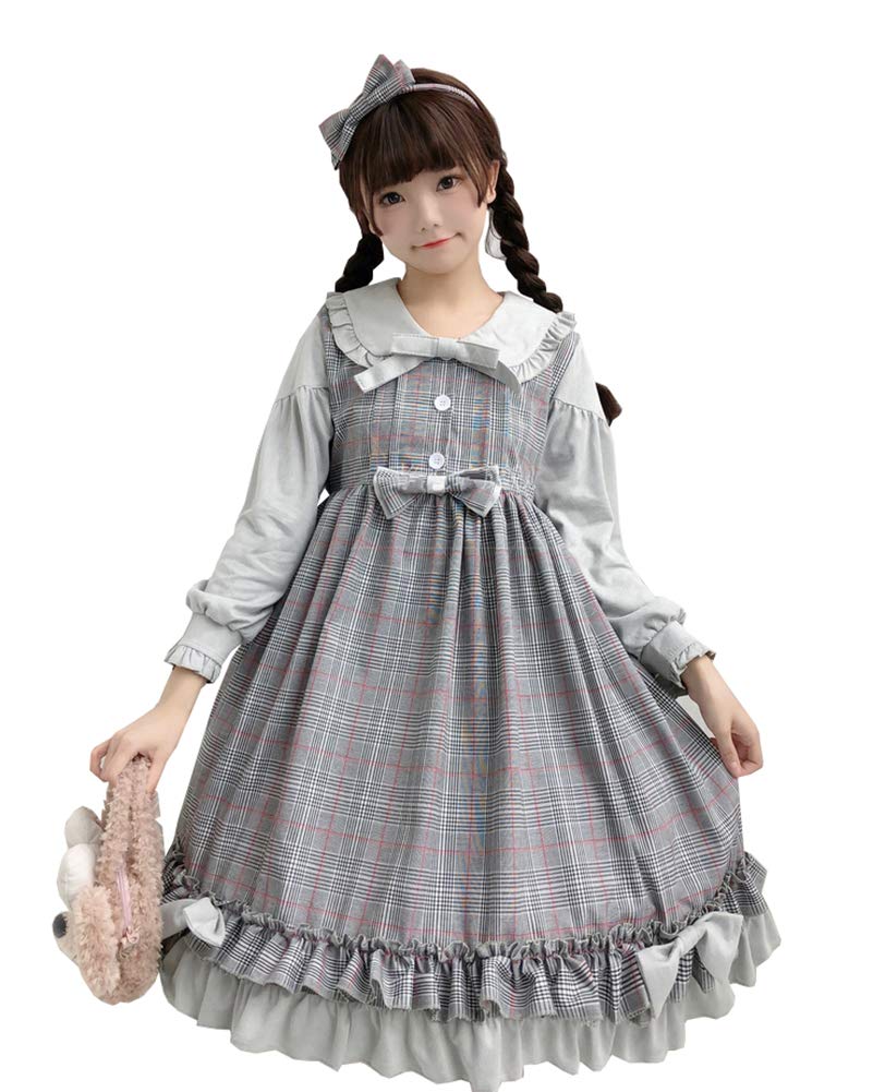 Amazon | ロリータ服 ワンピース 格子柄 コスプレ 森ガール レディース
