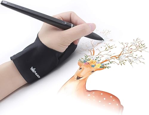 HUION Guante de artista, guante de dibujo de tamaño libre para tableta gráfica, pantalla de bolígrafo, almohadilla de luz de rastreo, adecuado para