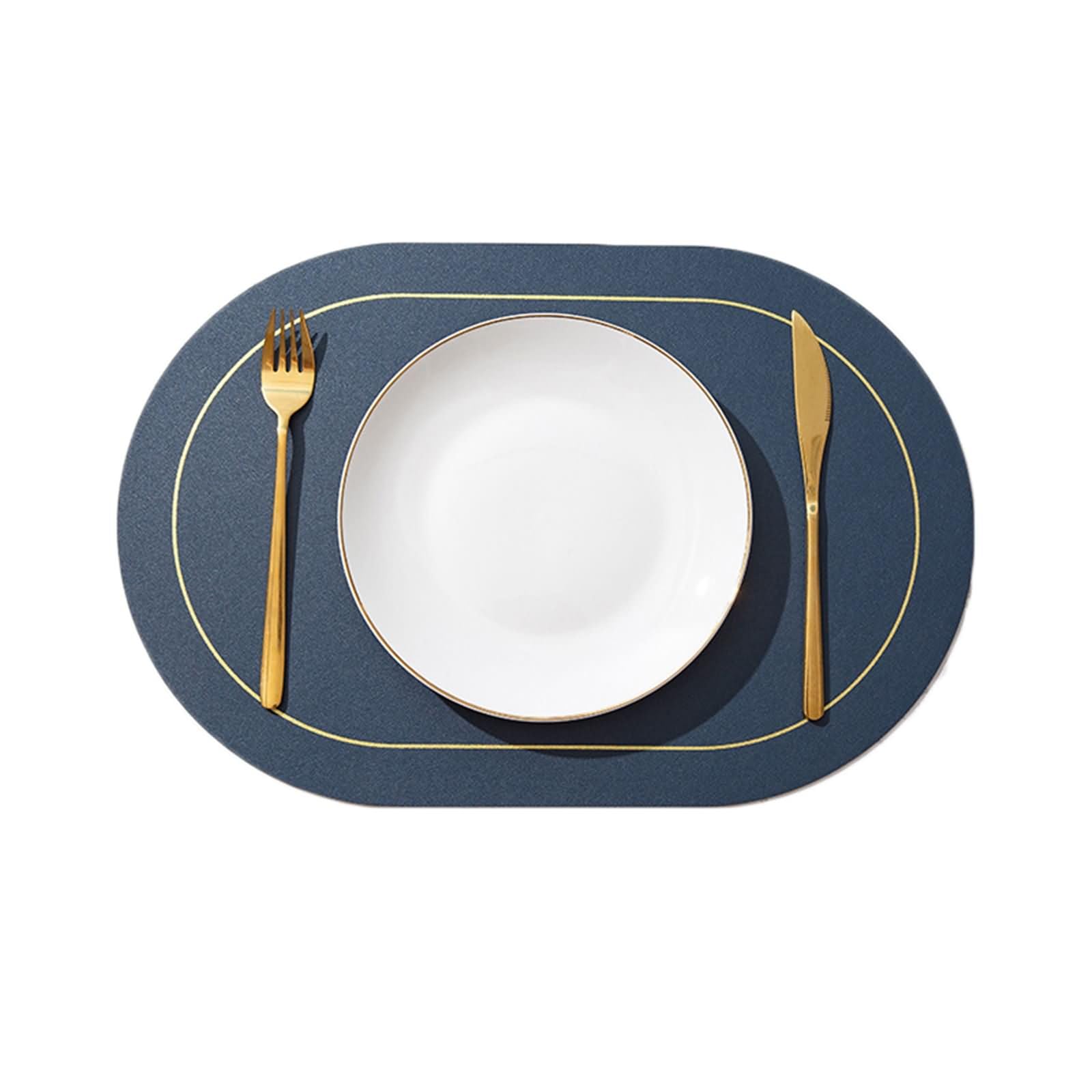 Set de table ovale 30x45 cm en polyuréthane bicolore bleu et jaune lot de 8 pcs pour salle à manger