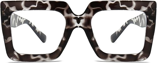 Miniatura 1 de AIEYEZO Gafas cuadradas de gran tamaño con luz azul para mujer, bonitas gafas de marco grande, gafas de computadora multicolor transparentes a la