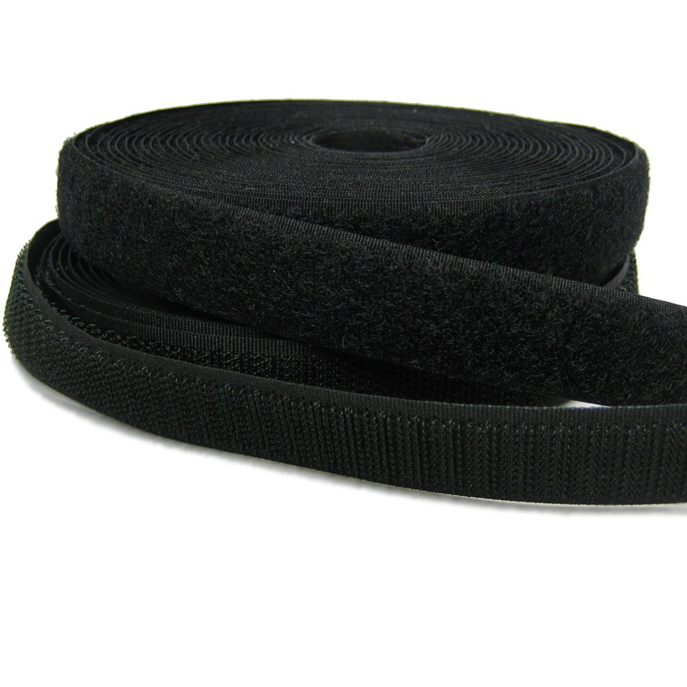 10M (Metres) 20mm Black Hook & Loop Tape/Roll - Sew On (Not Adhesive) Both Sides Included