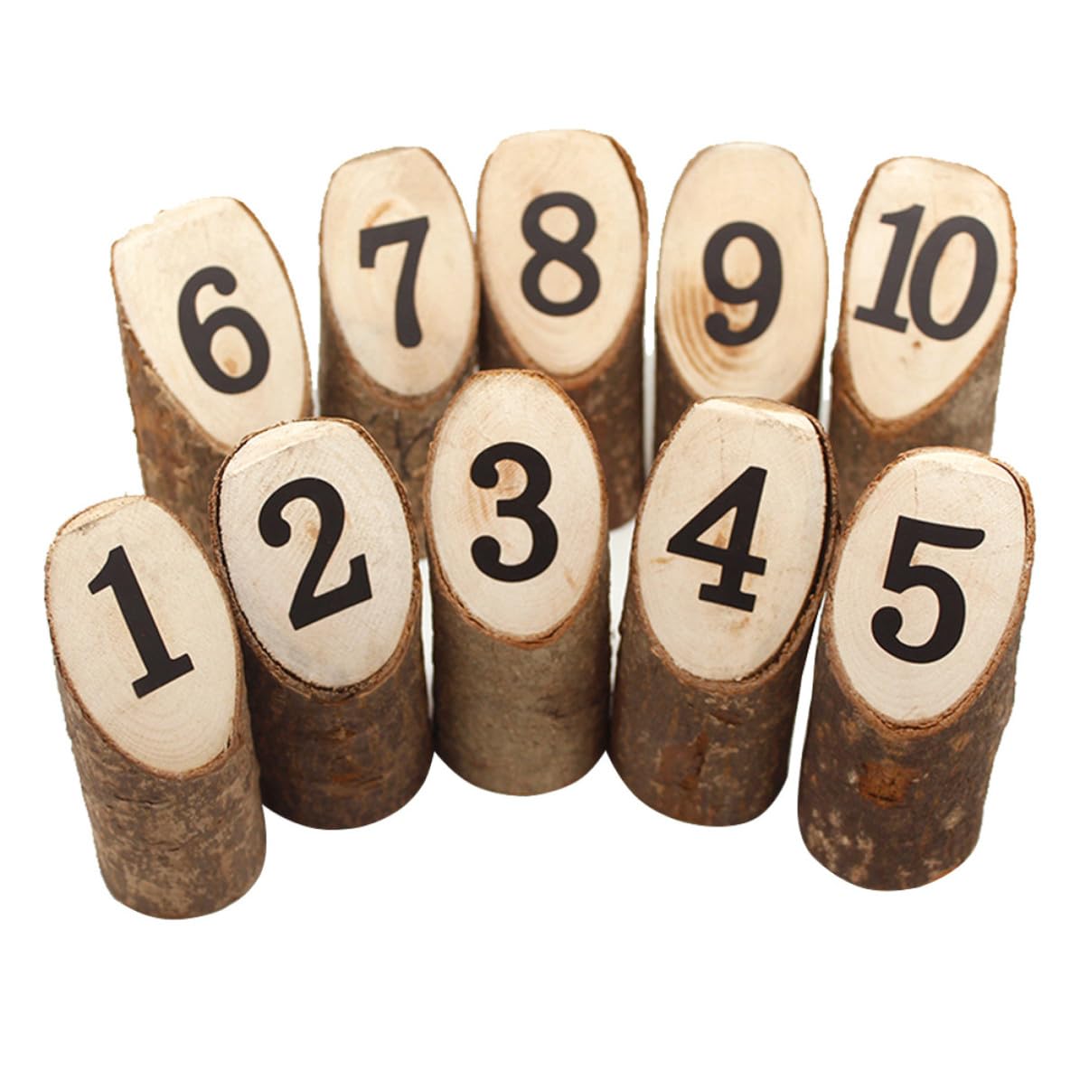 Didiseaon 20 Piezas Mini Tocones de Madera Rústica Números Impresos para