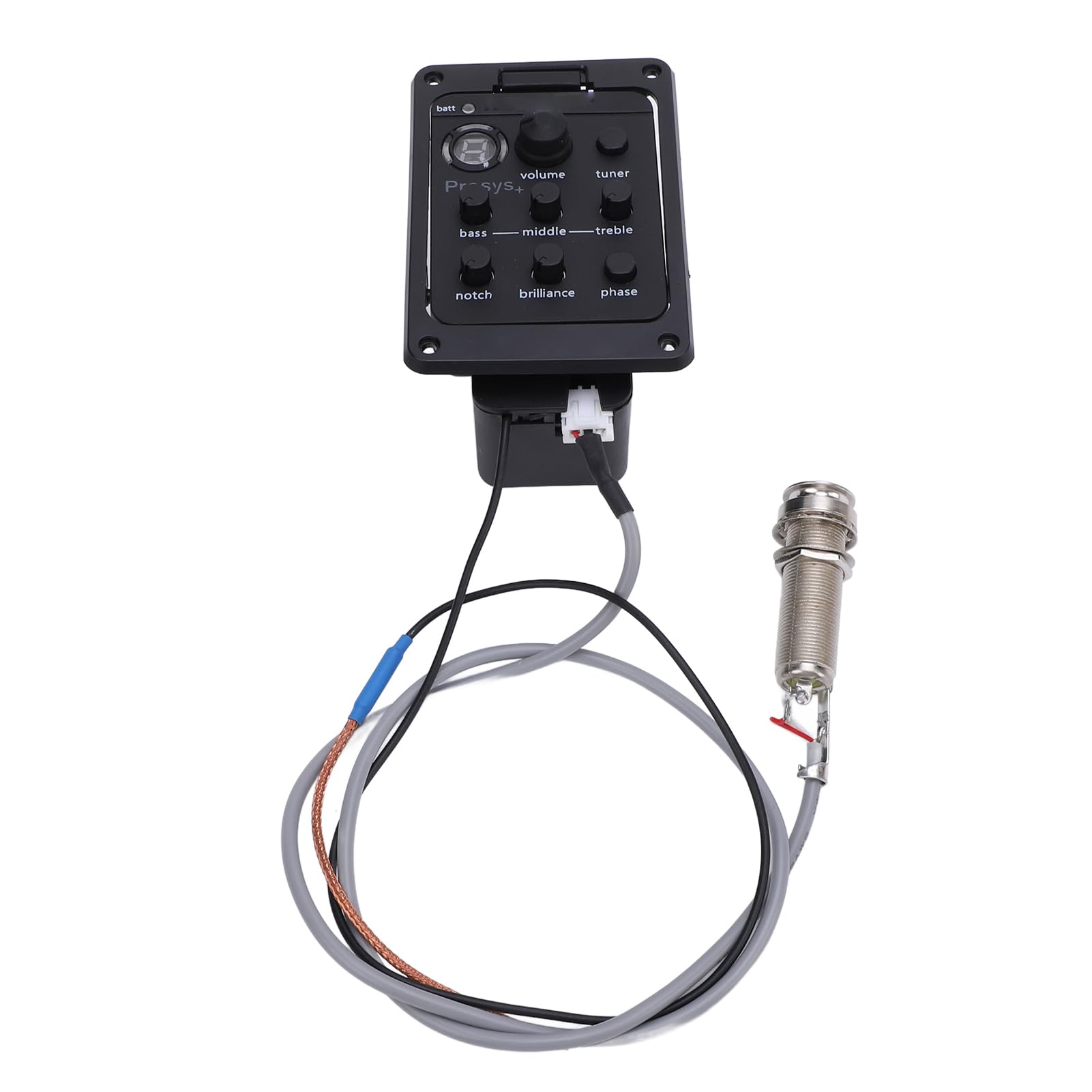 Walfront Equalizzatore EQ Preamplificatore per Chitarra, Materiale ABS, Controllo del Volume e Sintonizzatore per Prestazioni di Chitarra Presys Plus
