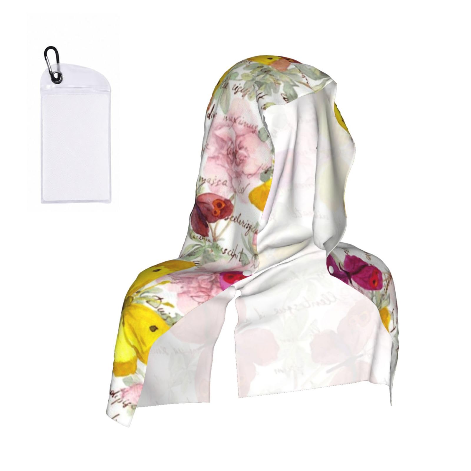 EZDLOWVBA Butterfly Print 2 Pack Cooling Hoodie Towels,Sports Headscarf, Neck Wrap Scarf,Breathable Cooling Towel For Neck And Face, Travel, Swimming, Training