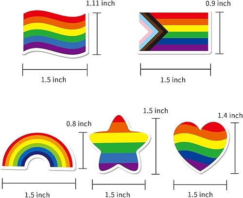 Miniatura 2 de Starboling 500 calcomanías de orgullo, calcomanías de corazón de arco iris del orgullo del progreso para decoraciones gay lesbianas bisexuales del