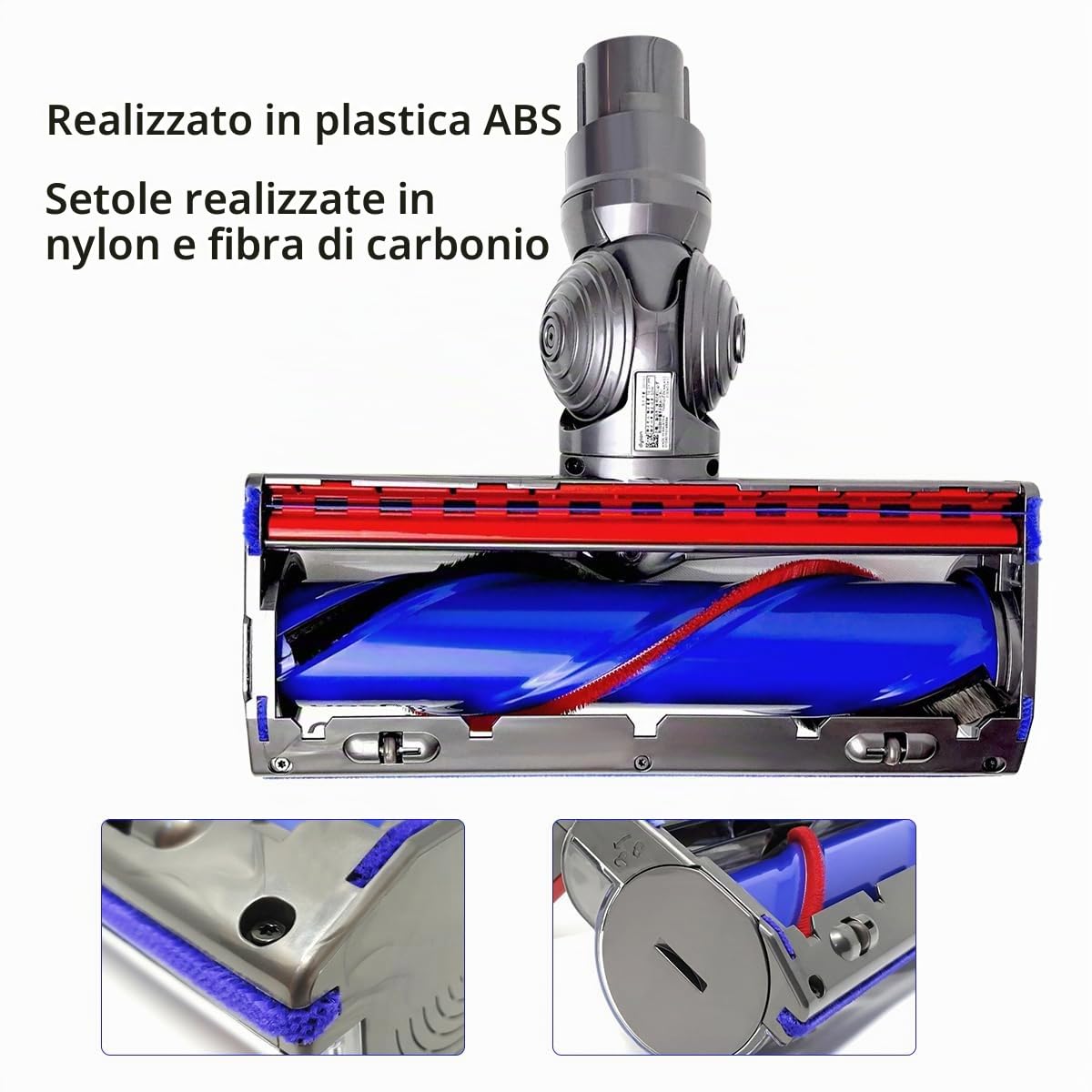 YanBan Spazzola Motorizzata Spazzola a Turbina Compatibile con Dyson aspirapolvere Senza Fili V7 V8 V10 V11 V15, Testina Turbo Elettrica di Ricambio per Spazzole per Pavimenti V7 V8 V15 Accessori