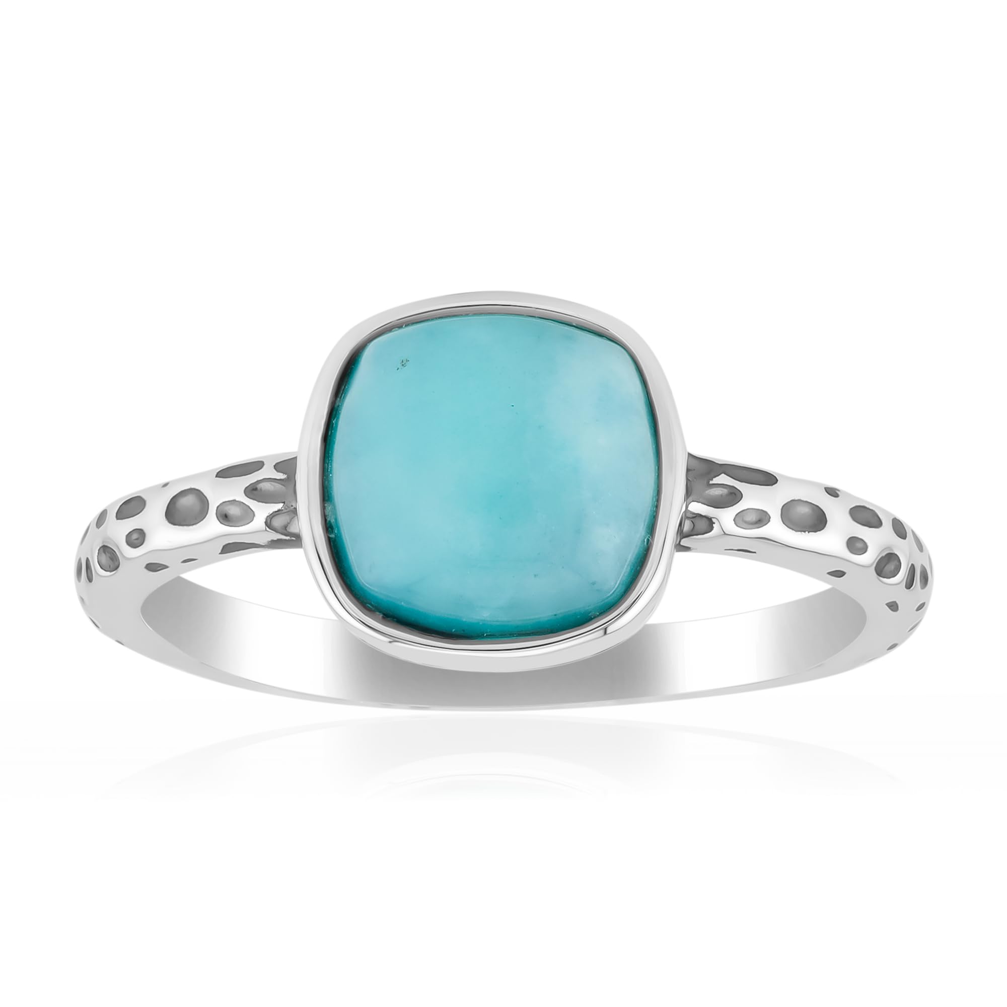 Cavill Amazonit Ring Silber 925er Sterling mit 1,4 ct antikem Kissen-Cabochon aus Brasilien, modernes Design mit schmalen gelochten Bändern, hellblau, poliert, Größe 16-20