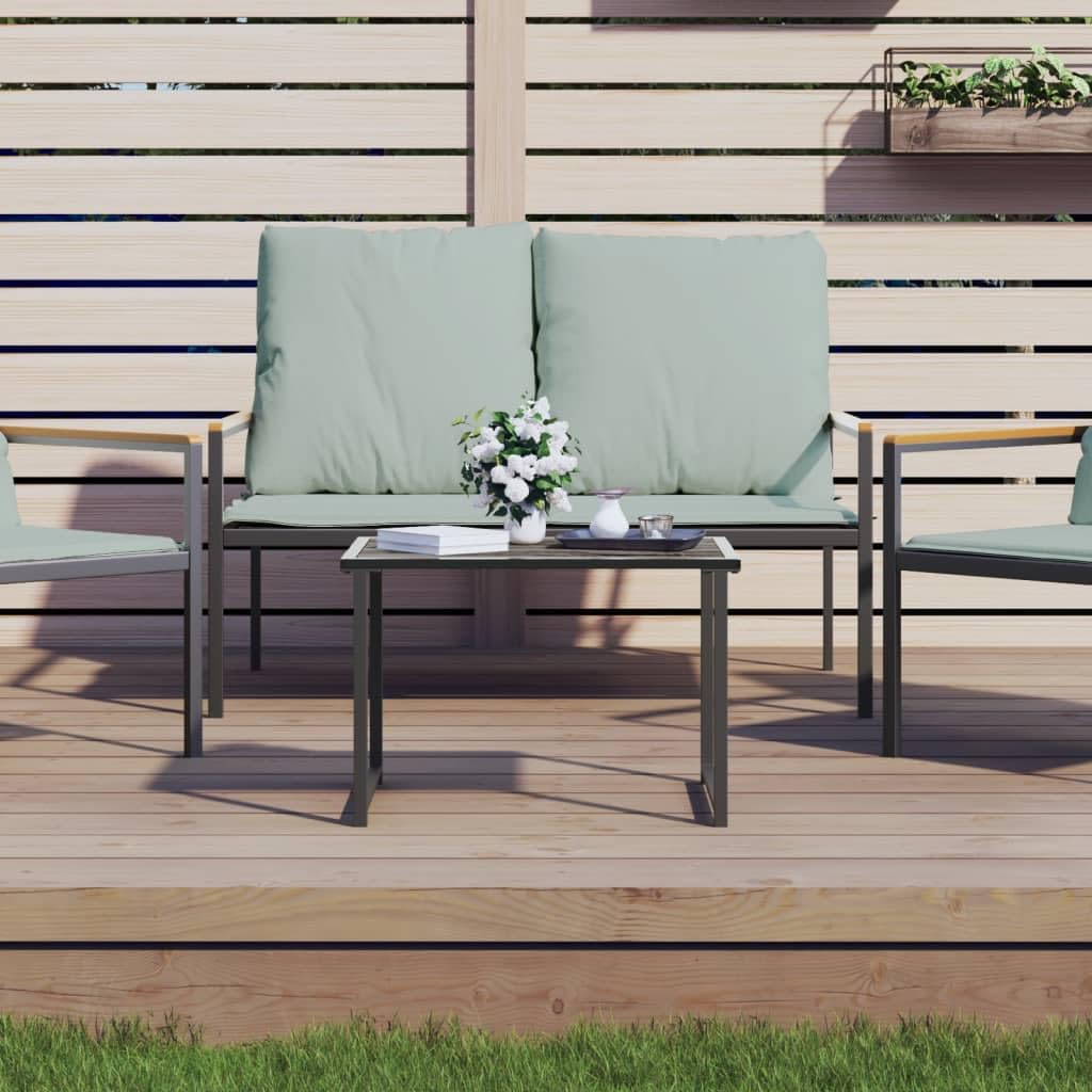 SXZenSpace Garden Coffee Table Anthracite 55x40x37 cm Steel Frame Outdoor Side Modular Bistro Tea Furniture for Patio Balcony