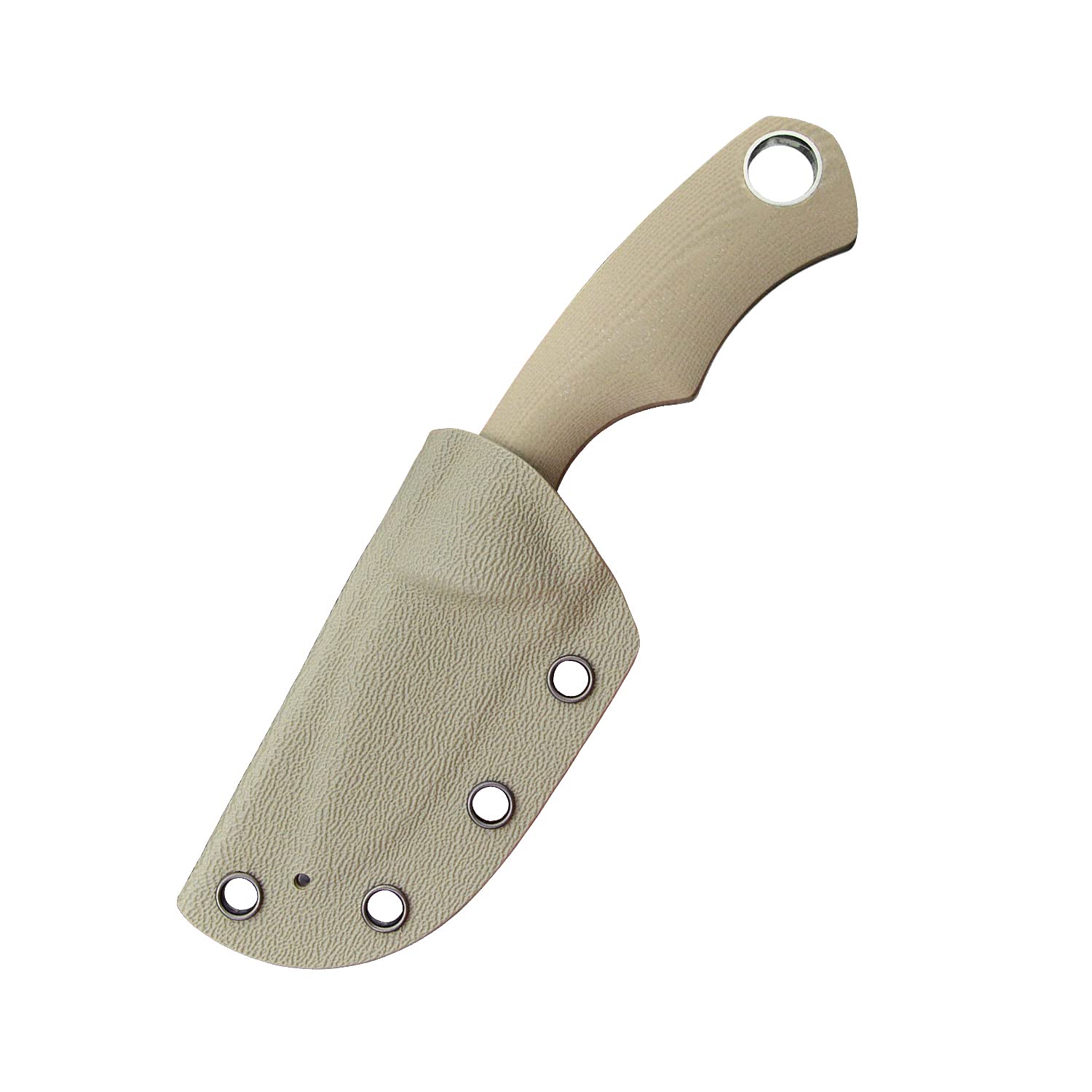 TONIFE Squirrel Full Tang Coltello da Collo Lama Fissa 4,3cm Totale 11,9cm con Fodero in Kydex e Catena a Sfera per Caccia, Campeggio, Sopravvivenza（Cachi）