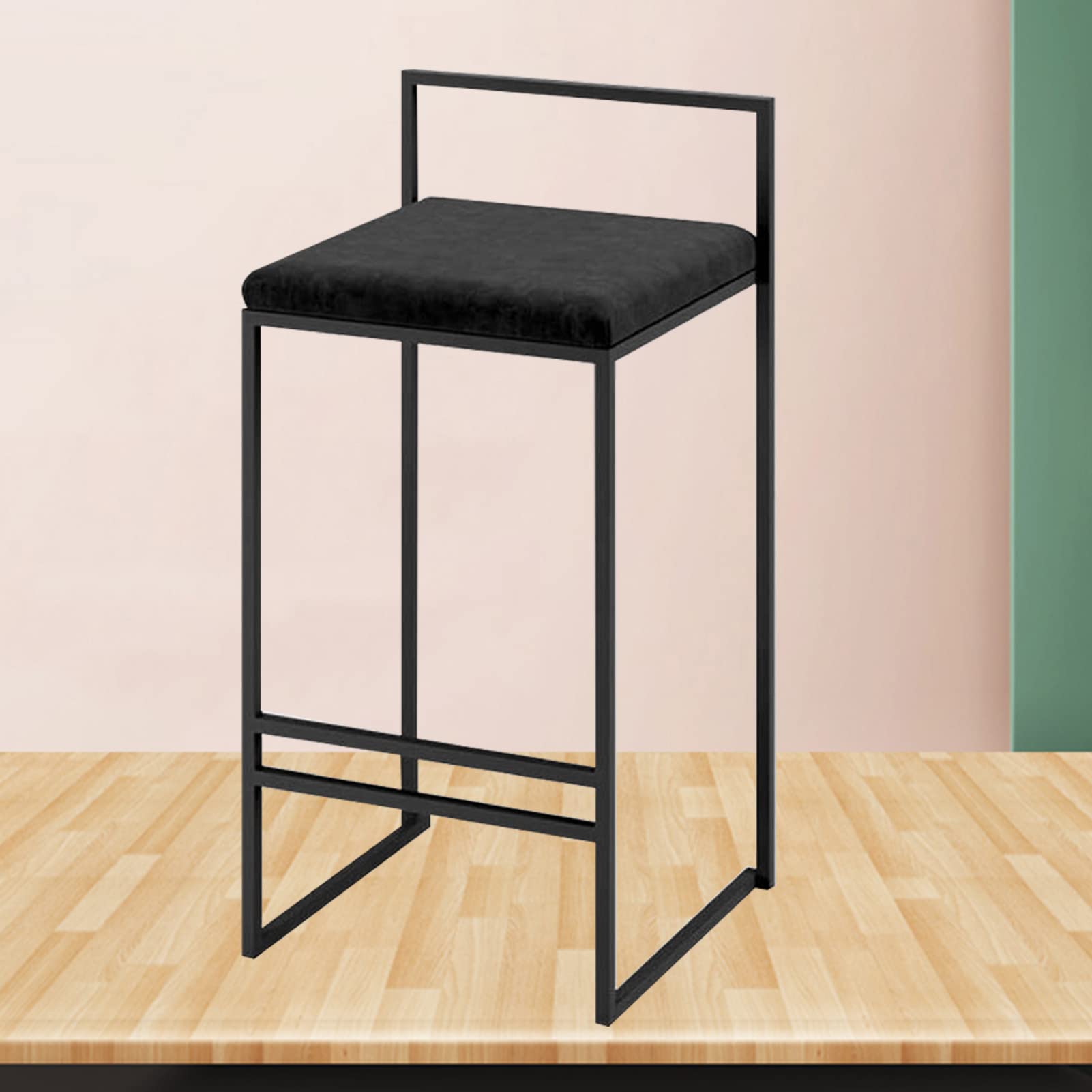 Tabouret de bar vintage industriel moderne avec dossier et assise de cuisine confortable