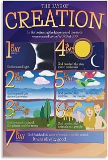 7 Days of Creation Christian Poster (6) Canvas Painting Wall Art Poster for Bedroom Living Room Decor 12x18inch(30x45cm) Unframe-style