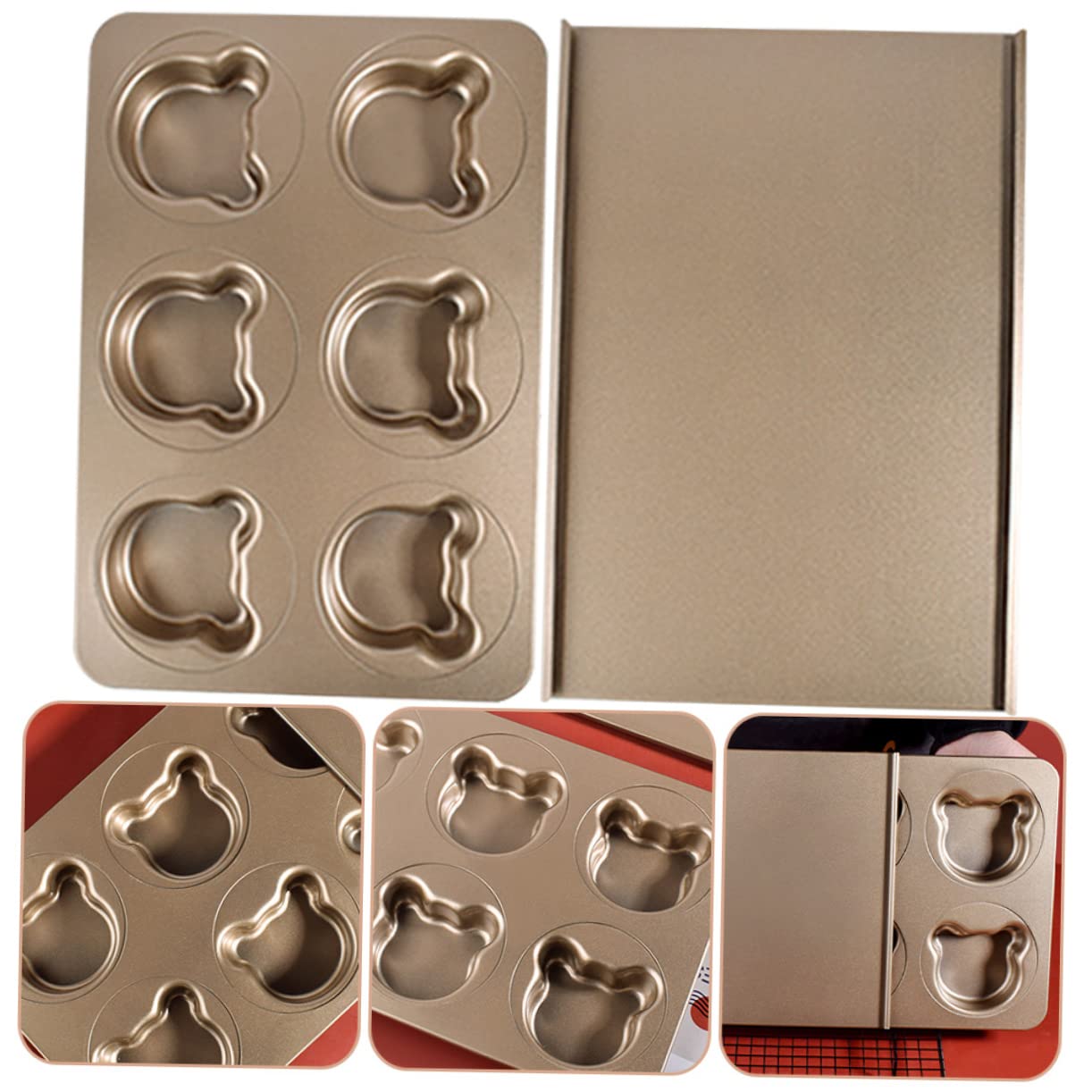 Moule à Gâteau Ours en Acier au Carbone, 1 Set, Doré
