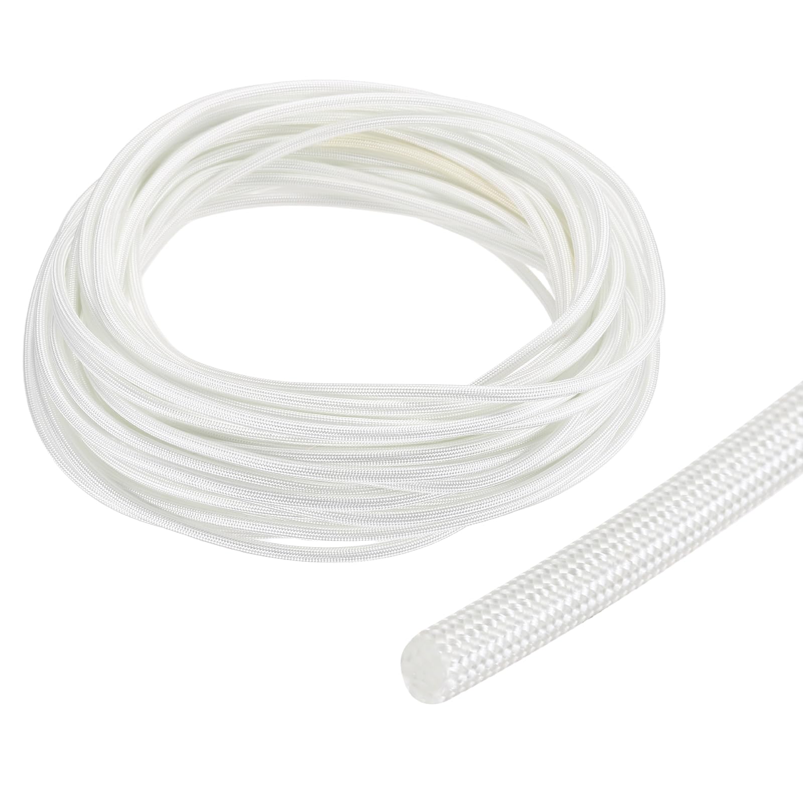 sourcing map Insulation Cable Protector,2.5mm/0.10 Inch-15m/49 Feet High TEMP Fiberglass Sleeve White โ image 1