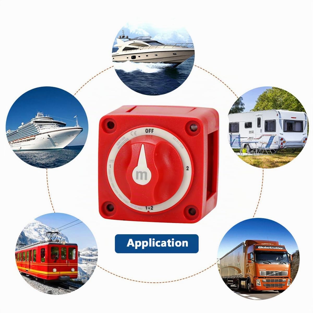 Greluma 1 Pièce Sélecteur de batterie,interrupteur de déconnexion de batterie marine 300A,sélecteur de batterie robuste à 4 positions pour bateau de camping-car
