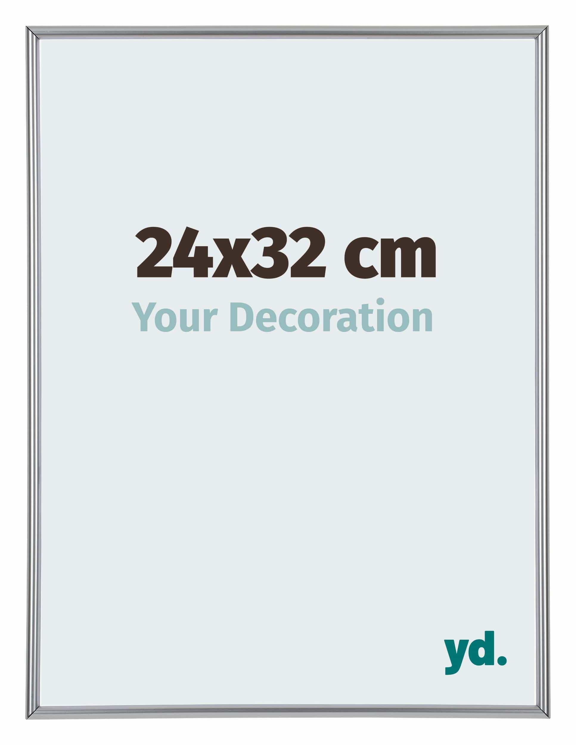 Your Decoration - Picture Frame 24x32 cm - Silver High Gloss - Decorative Wall Frame in Plastic with Antireflection - Frame 24x32 - Annecy